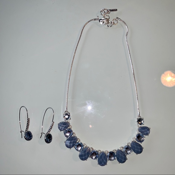Blue and Silver Necklace and Earring Set - Picture 5 of 5